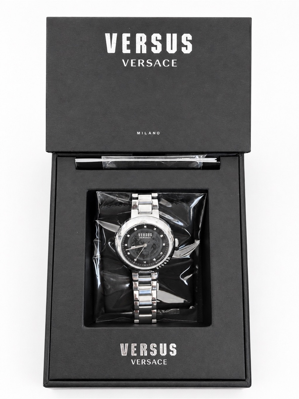 Versus Versace Silver Black Stainless Steel Bracelet Watch